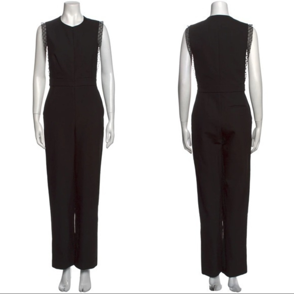 Maje Black Sleeveless Jumpsuit with Lace Detail